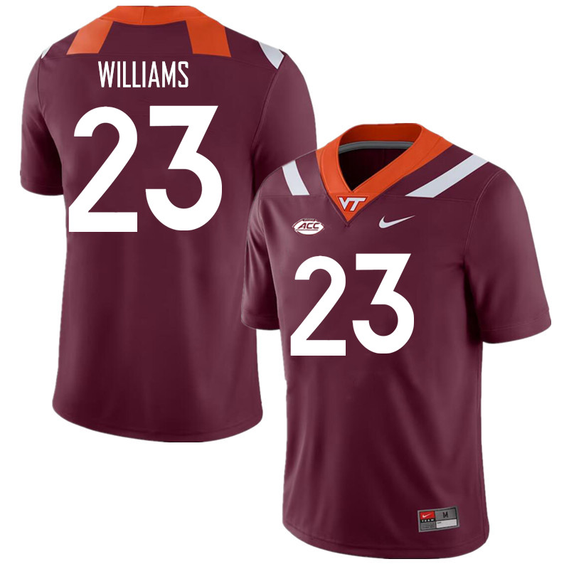 Men #23 Thomas Williams Virginia Tech Hokies College Football Jerseys Stitched Sale-Maroon